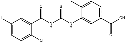 3-[[[(2-CHLORO-5-IODOBENZOYL)AMINO]THIOXOMETHYL]AMINO]-4-METHYL-BENZOIC ACID Struktur