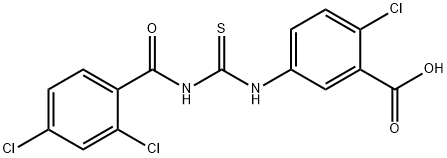 2-CHLORO-5-[[[(2,4-DICHLOROBENZOYL)AMINO]THIOXOMETHYL]AMINO]-BENZOIC ACID Struktur