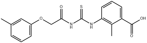 2-METHYL-3-[[[[(3-METHYLPHENOXY)ACETYL]AMINO]THIOXOMETHYL]AMINO]-BENZOIC ACID Struktur