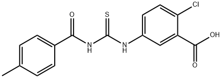 2-CHLORO-5-[[[(4-METHYLBENZOYL)AMINO]THIOXOMETHYL]AMINO]-BENZOIC ACID Struktur