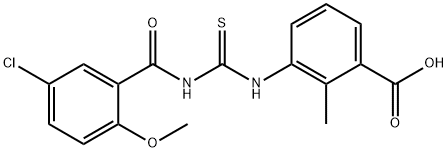 3-[[[(5-CHLORO-2-METHOXYBENZOYL)AMINO]THIOXOMETHYL]AMINO]-2-METHYL-BENZOIC ACID Struktur