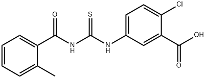 2-CHLORO-5-[[[(2-METHYLBENZOYL)AMINO]THIOXOMETHYL]AMINO]-BENZOIC ACID Struktur