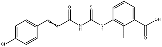 3-[[[[3-(4-CHLOROPHENYL)-1-OXO-2-PROPENYL]AMINO]THIOXOMETHYL]AMINO]-2-METHYL-BENZOIC ACID Struktur