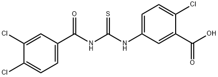 2-CHLORO-5-[[[(3,4-DICHLOROBENZOYL)AMINO]THIOXOMETHYL]AMINO]-BENZOIC ACID Struktur