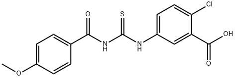 BENZOIC ACID, 2-CHLORO-5-[[[(4-METHOXYBENZOYL)AMINO]THIOXOMETHYL]AMINO] Struktur