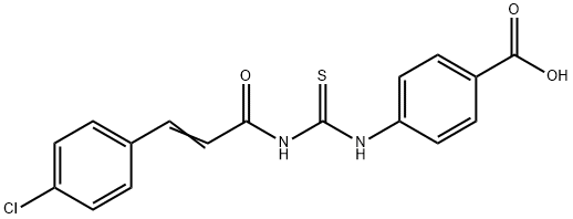 4-[[[[3-(4-CHLOROPHENYL)-1-OXO-2-PROPENYL]AMINO]THIOXOMETHYL]AMINO]-BENZOIC ACID Struktur