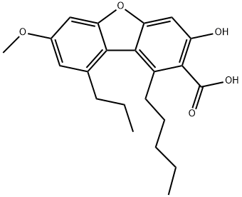 3-Hydroxy-7-methoxy-1-pentyl-9-propyl-2-dibenzofurancarboxylic acid Struktur