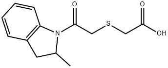 {[2-(2-methyl-2,3-dihydro-1H-indol-1-yl)-2-oxoethyl]thio}acetic acid Struktur