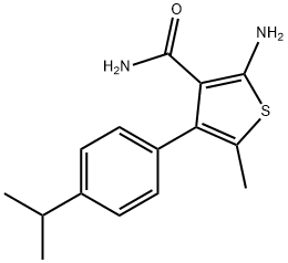 2-AMINO-4-(4-ISOPROPYLPHENYL)-5-METHYLTHIOPHENE-3-CARBOXAMIDE Struktur