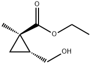 Cyclopropanecarboxylic acid, 2-(hydroxymethyl)-1-methyl-, ethyl ester, Struktur