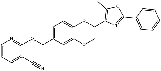 2-[3-methoxy-4-[(5-methyl-2-phenyl-4-oxazolyl)methoxy]
benzyloxy]nicotinonitrile Struktur