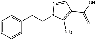 5-amino-1-(2-phenylethyl)-1H-pyrazole-4-carboxylic acid(SALTDATA: FREE) Struktur