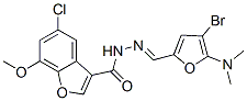 3-Benzofurancarboxylic  acid,  5-chloro-7-methoxy-,  [[4-bromo-5-(dimethylamino)-2-furanyl]methylene]hydrazide  (9CI) Struktur