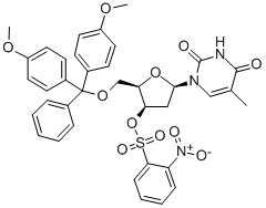 1-[5-O-(4,4'-DIMETHOXYTRITYL)-3-O-NITROPHENYLSULFONYL-2-DEOXY-BETA-D-LYXOFURANOSYL]THYMINE Struktur