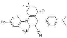 2-amino-1-(5-bromo-2-pyridinyl)-4-[4-(dimethylamino)phenyl]-7,7-dimethyl-5-oxo-1,4,5,6,7,8-hexahydro-3-quinolinecarbonitrile Struktur