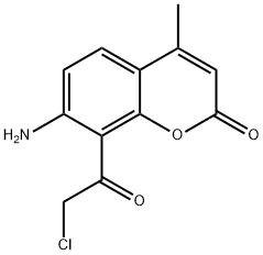 2H-1-Benzopyran-2-one,  7-amino-8-(chloroacetyl)-4-methyl-  (9CI) Struktur