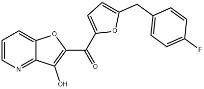 Methanone,  [5-[(4-fluorophenyl)methyl]-2-furanyl](3-hydroxyfuro[3,2-b]pyridin-2-yl)- Struktur