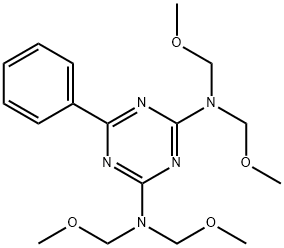 N,N,N',N'-tetrakis(methoxymethyl)-6-phenyl-1,3,5-triazine-2,4-diamine Struktur