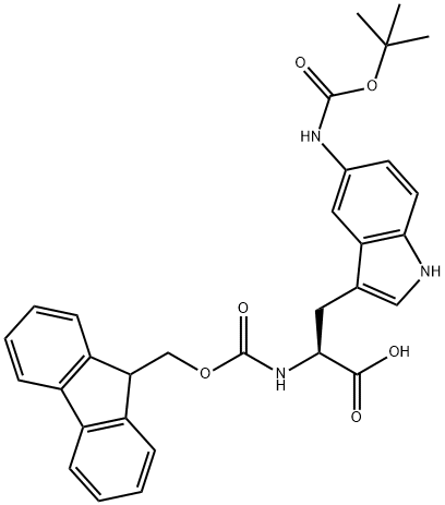 L-Tryptophan, 5-[[(1,1-dimethylethoxy)carbonyl]amino]-N-[(9H-fluoren-9-ylmethoxy)carbonyl]- (9CI) Struktur