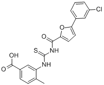 3-[[[[[5-(3-CHLOROPHENYL)-2-FURANYL]CARBONYL]AMINO]THIOXOMETHYL]AMINO]-4-METHYL-BENZOIC ACID Struktur