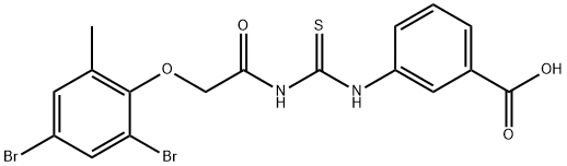 3-[[[[(2,4-DIBROMO-6-METHYLPHENOXY)ACETYL]AMINO]THIOXOMETHYL]AMINO]-BENZOIC ACID Struktur