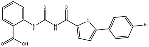 2-[[[[[5-(4-BROMOPHENYL)-2-FURANYL]CARBONYL]AMINO]THIOXOMETHYL]AMINO]-BENZOIC ACID Struktur