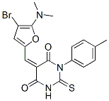 4,6(1H,5H)-Pyrimidinedione,  5-[[4-bromo-5-(dimethylamino)-2-furanyl]methylene]dihydro-1-(4-methylphenyl)-2-thioxo- Struktur