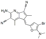 5H-Cyclopenta[b]pyridine-3,7-dicarbonitrile,  2-amino-5-[[4-bromo-5-(dimethylamino)-2-furanyl]methylene]-4,6-dimethyl- Struktur