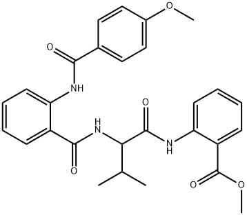 Benzoic acid, 2-[[2-[[2-[(4-methoxybenzoyl)amino]benzoyl]amino]-3-methyl-1-oxobutyl]amino]-, methyl ester (9CI) Struktur