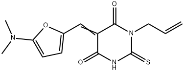 4,6(1H,5H)-Pyrimidinedione,  5-[[5-(dimethylamino)-2-furanyl]methylene]dihydro-1-(2-propenyl)-2-thioxo-  (9CI) Struktur