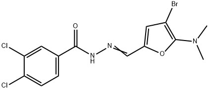 Benzoic  acid,  3,4-dichloro-,  [[4-bromo-5-(dimethylamino)-2-furanyl]methylene]hydrazide  (9CI) Struktur