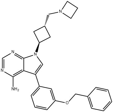 7-[Trans-3-(1-Azetidinylmethyl)cyclobutyl]-5-[3-(phenylmethoxy)phenyl]-7H-pyrrolo[2,3-d]pyrimidin-4-amine Struktur