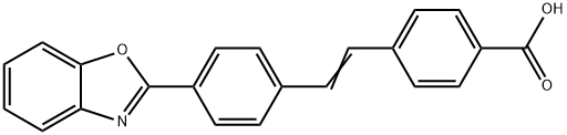 4-[2-[4-(2-benzoxazoleyl)phenyl]vinyl]benzoic acid  Struktur