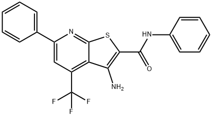 3-amino-N,6-diphenyl-4-(trifluoromethyl)thieno[2,3-b]pyridine-2-carboxamide Struktur