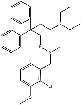 1-[(2-Chloro-3-methoxybenzyl)methylamino]-3-[2-(diethylamino)ethyl]-3-phenylindoline Struktur