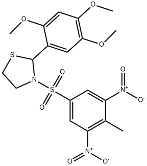 Thiazolidine, 3-[(4-methyl-3,5-dinitrophenyl)sulfonyl]-2-(2,4,5-trimethoxyphenyl)- (9CI) Struktur