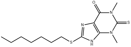 1,3-Dimethyl-2,7-dihydro-8-(heptylthio)-2-thioxo-1H-purin-6(3H)-one Struktur