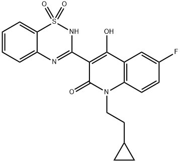 2(1H)-QUINOLINONE, 1-(2-CYCLOPROPYLETHYL)-3-(1,1-DIOXIDO-2H-1,2,4-BENZOTHIADIAZIN-3-YL)-6-FLUORO-4-HYDROXY- Struktur