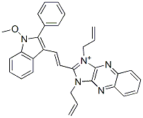 1,3-Diallyl-2-[2-(1-methoxy-2-phenyl-1H-indole-3-yl)ethenyl]-1H-imidazo[4,5-b]quinoxaline-3-ium Struktur