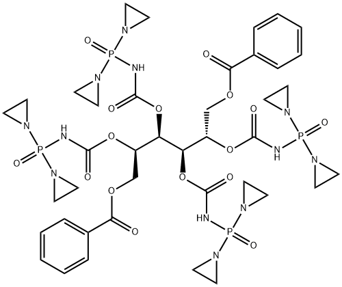 [(2R,3R,4R,5S)-6-benzoyloxy-2,3,4,5-tetrakis(diaziridin-1-ylphosphoryl carbamoyloxy)hexyl] benzoate Struktur