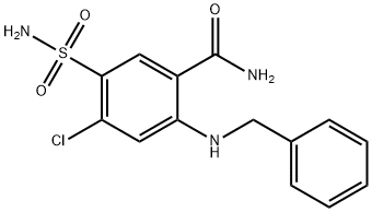 2-[(benzyl)amino]-4-chloro-5-sulphamoylbenzamide Struktur