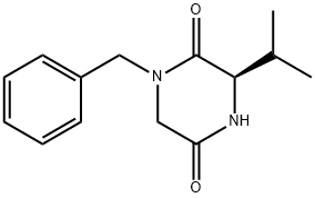 (R)-1-benzyl-3-isopropylpiperazine-2,5-dione Struktur