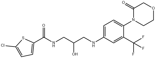 2-Thiophenecarboxamide, 5-chloro-N-[2-hydroxy-3-[[4-(3-oxo-4-morpholinyl)-3-(trifluoromethyl)phenyl]amino]propyl]- Struktur