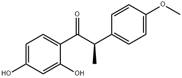 [R,(-)]-1-(2,4-Dihydroxyphenyl)-2-(4-methoxyphenyl)-1-propanone Struktur