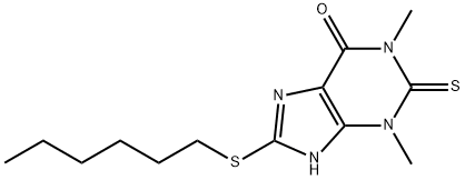 1,3-Dimethyl-2,7-dihydro-8-(hexylthio)-2-thioxo-1H-purin-6(3H)-one Struktur