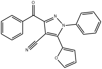 1H-Pyrazole-4-carbonitrile,  3-benzoyl-5-(2-furanyl)-1-phenyl- Struktur