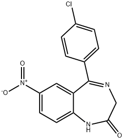 7-Nitro-1,3-dihydro-5-(4-chlorophenyl)-2H-1,4-benzodiazepin-2-one Struktur