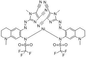 Nickel, bis[N-[6-[2-(4,5-dicyano-1-methyl-1H-imidazol-2-yl-kN3)diazenyl-kN1]-1,2,3,4-tetrahydro-1-methyl-7-quinolinyl]-1,1,1-trifluoromethanesulfonamidato-kN]- Struktur