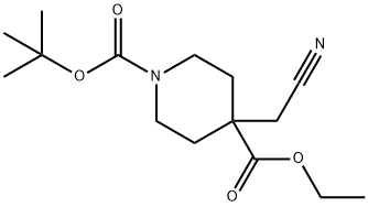 1,4-Piperidinedicarboxylic acid, 4-(cyanomethyl)-, 1-(1,1-dimethylethyl) 4-ethyl ester Struktur