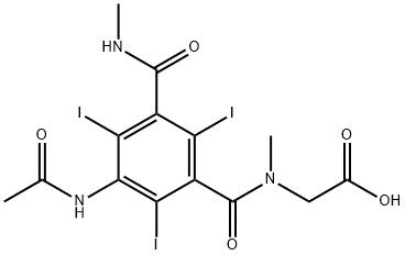 2-[N-[3-(Acetylamino)-2,4,6-triiodo-5-(methylaminocarbonyl)benzoyl]-N-methylamino]acetic acid Struktur